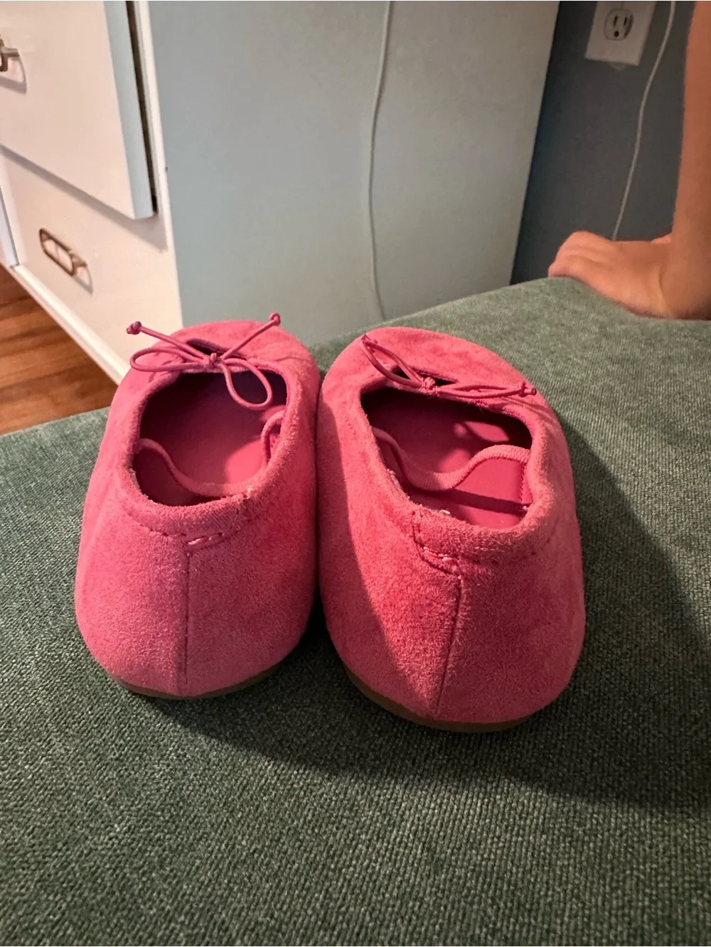 Zara Pink Suede Mary Jane Flats with Bow
